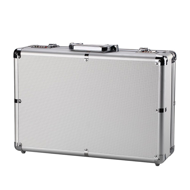 Aluminum Hard Case Portable Tool Box Combination Locks Silver Briefcase