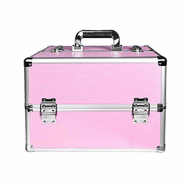 Pink aluminum makeup case beautiful train case professional amnufacturer