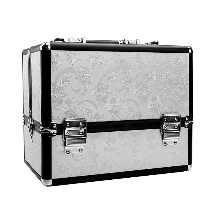 Portable Makeup Train Case, Aluminum Beauty Cosmetic Travel Artist Organizer