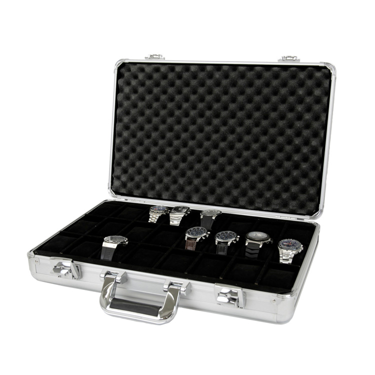 Aluminum watch case for 24 watches aluminum briefcase