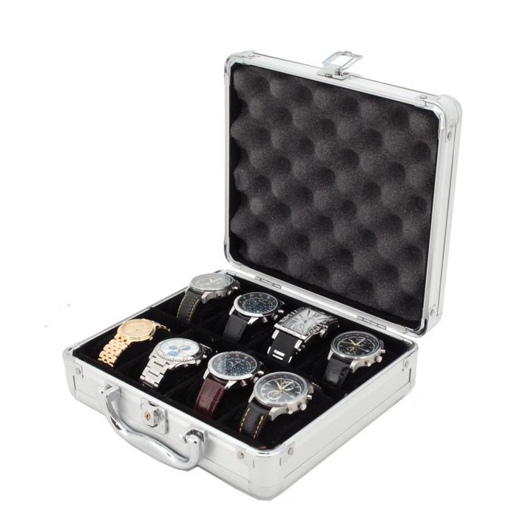 8 Watch Case Briefcase Safe Aluminum Handle Case