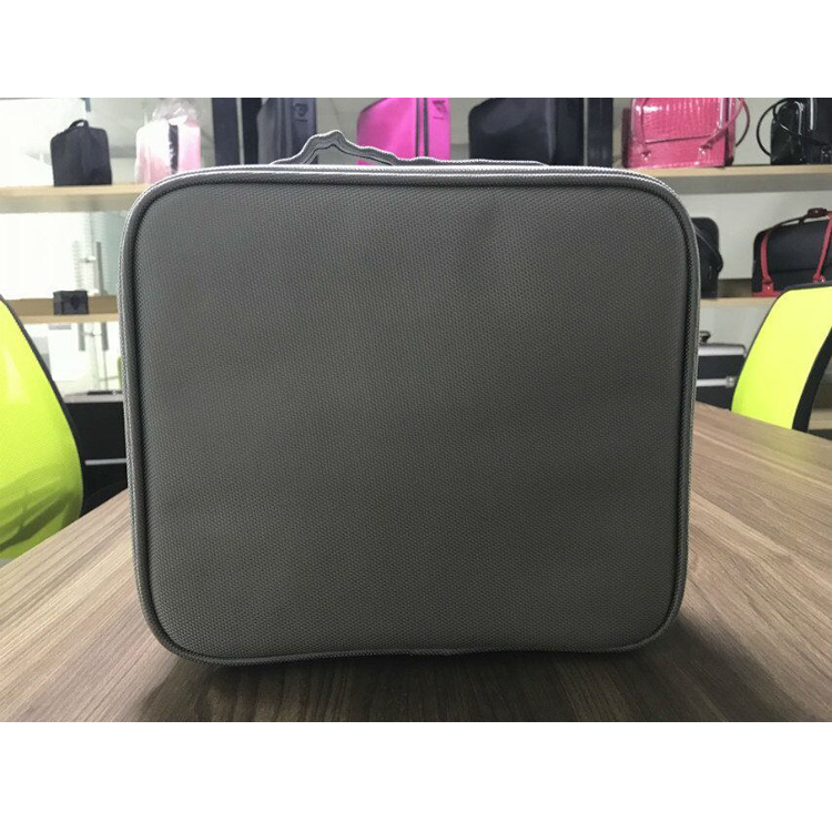 Grey small makeup case for travel with dividers customised logo manufacturer