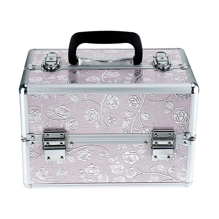 Makeup Train Case Rose Flower Pattern Artist Portable Professional Cosmetic Case