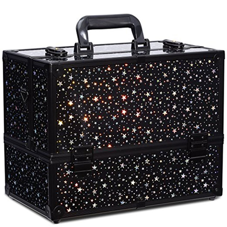 Star Pattern Makeup Case 6 Trays LargeTrain Cases Cosmetic Organizer Storage Box