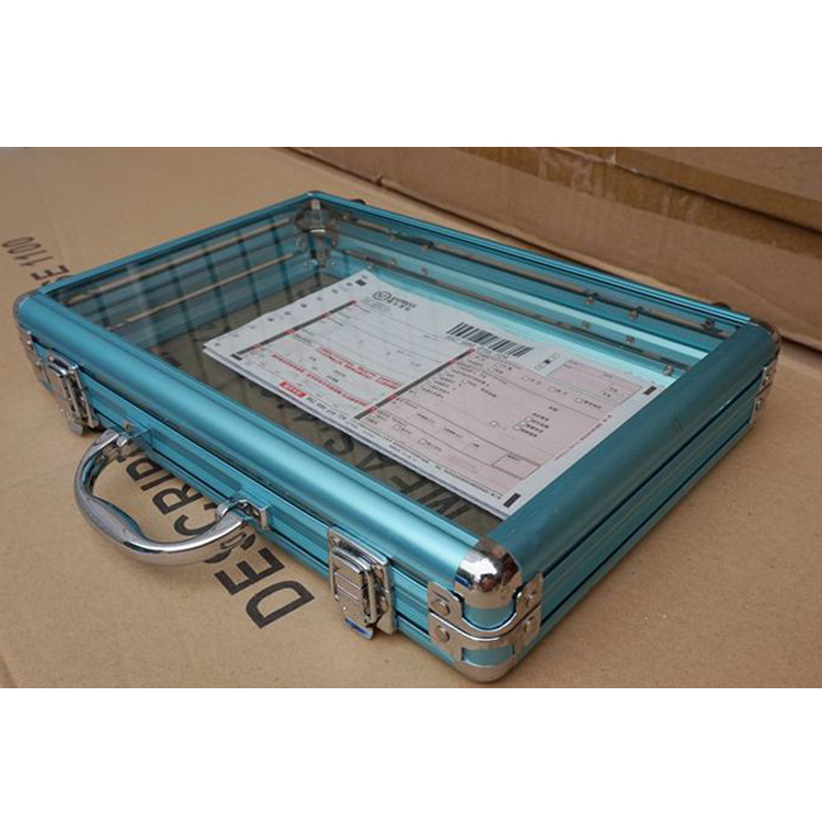 Beautiful acrylic lid aluminum display case blue aluminum frame high quality