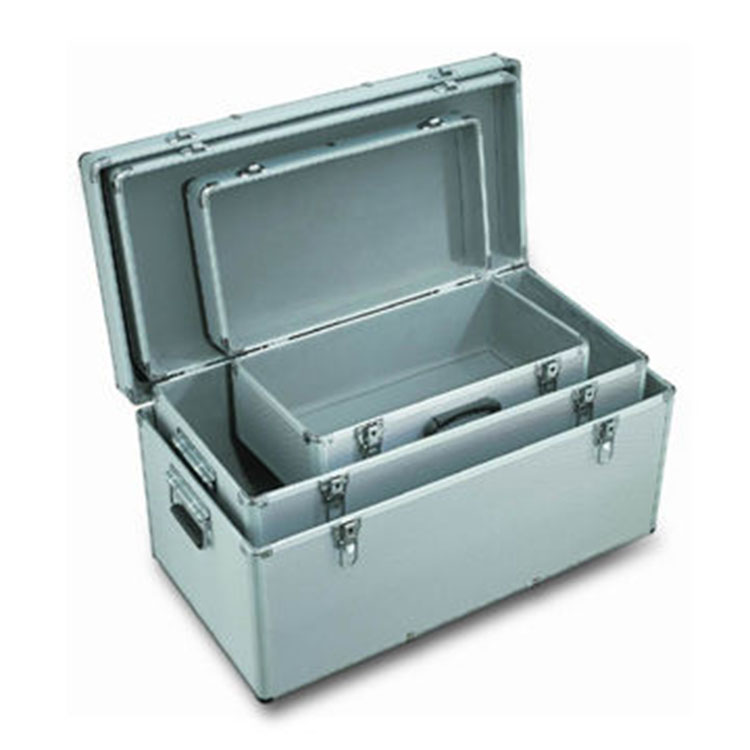 3-in-1 Aluminum Tool Case with Silver Diamond ABS Surface and Metal Key Locks