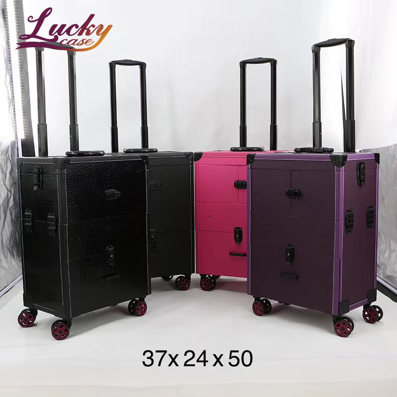 Durable Multifunctional Rolling Storage Case Removable Drawer Cosmetic Case