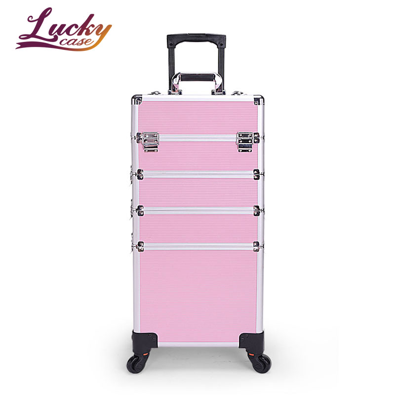 4 in 1 Super Large Capacity Aluminum Rolling Cosmetic Cases Professional