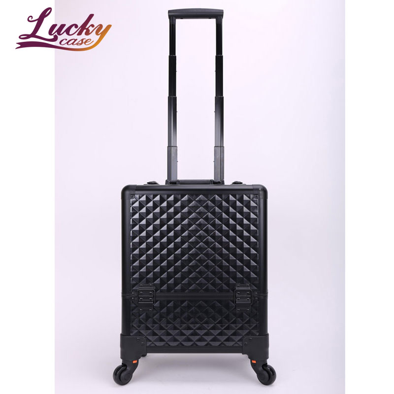 Water Cube Makeup Train Case Removable Spinner Wheels Rolling Cosmetic Case