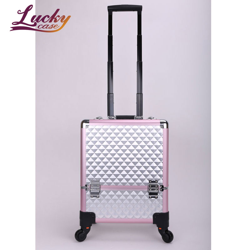 Multi-layers Beauty Rolling Cosmetic Case Portable Aluminum Makeup Tool Case