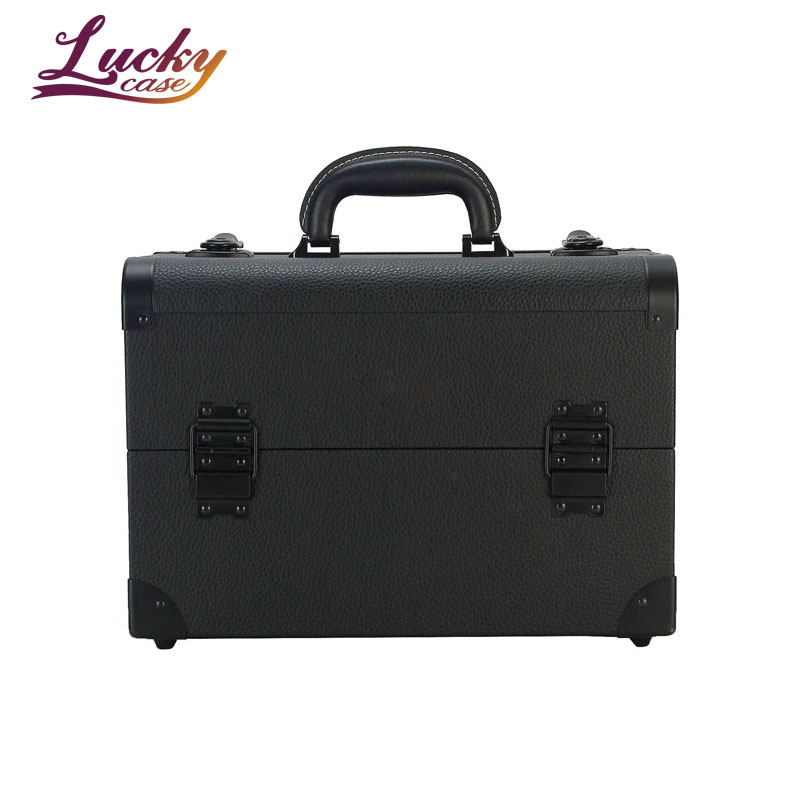 Best Portable Black Classic PU Carry Cosmetic Storage Case Aluminum Organizer