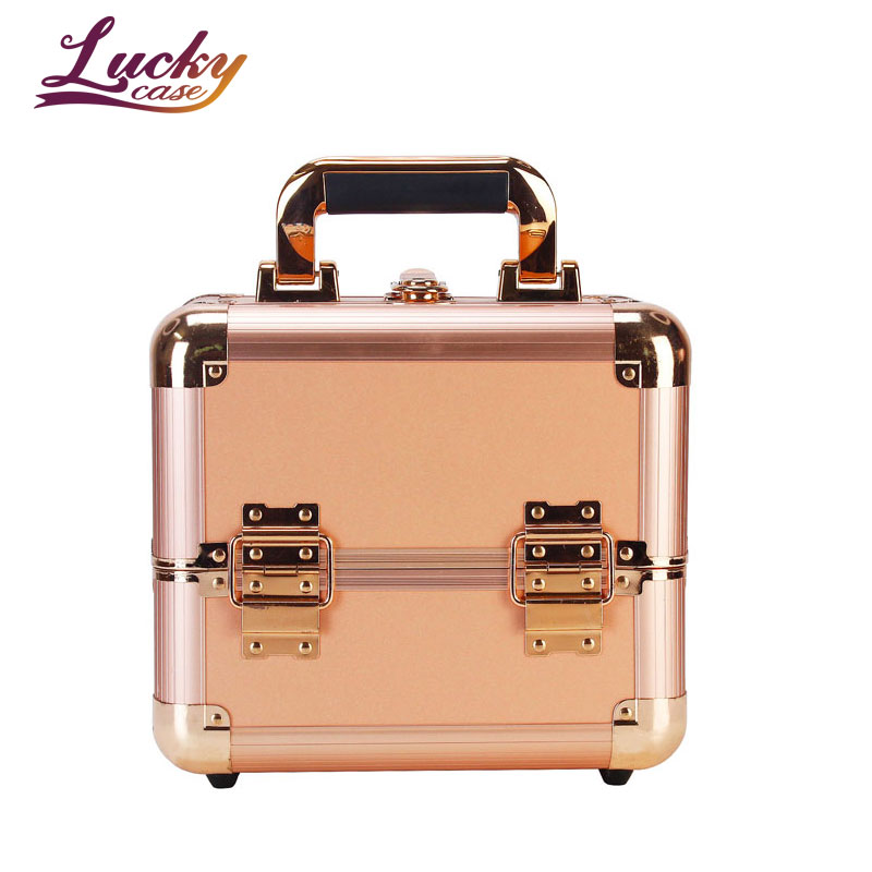 Personal Mini Portable Cosmetic Organizer Aluminum MakeupTrain Case for Travel