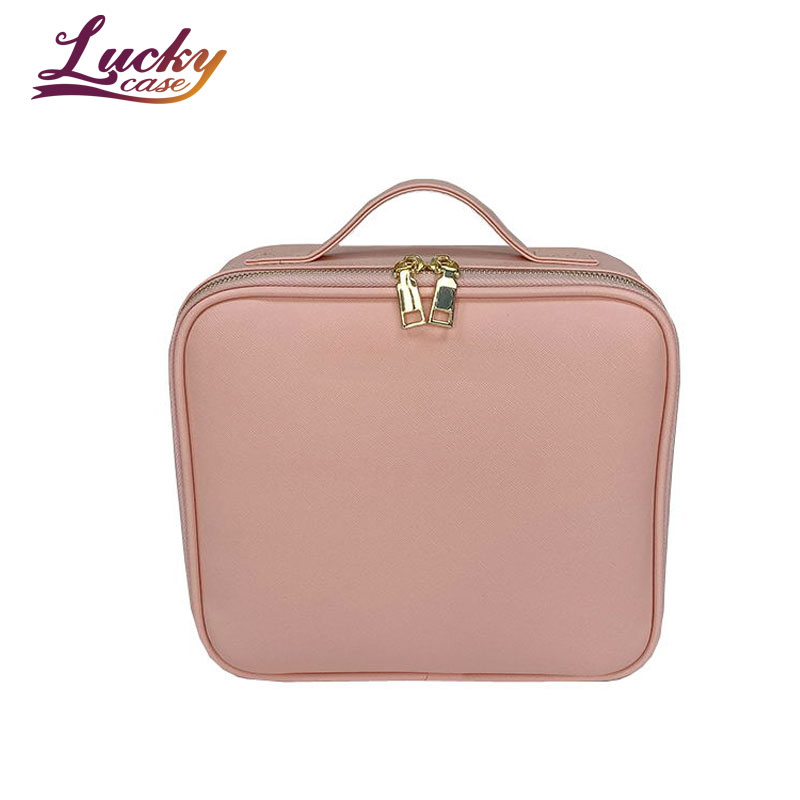 Waterproof Pink Small PU Leather Makeup Organizer Bag for Women