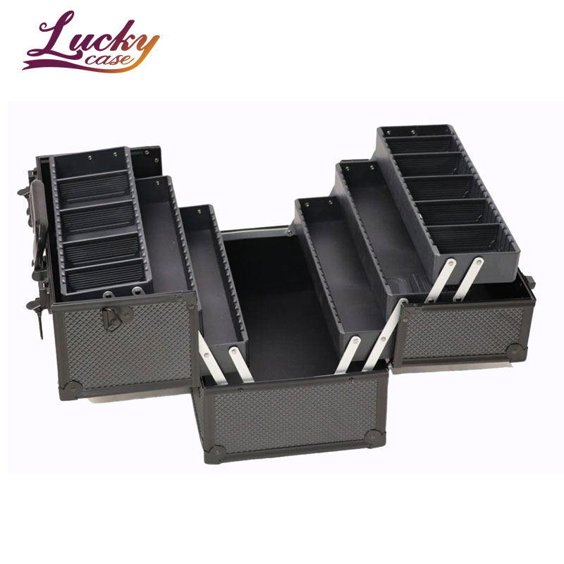 Large Capacity Adjustable 6 Trays with Compartment  Makeup Organizer Case