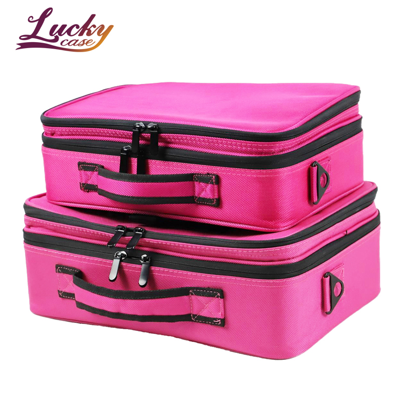 14.7 Inch 3-Layer Rose Red Makeup Artist Professional Cosmetic Case