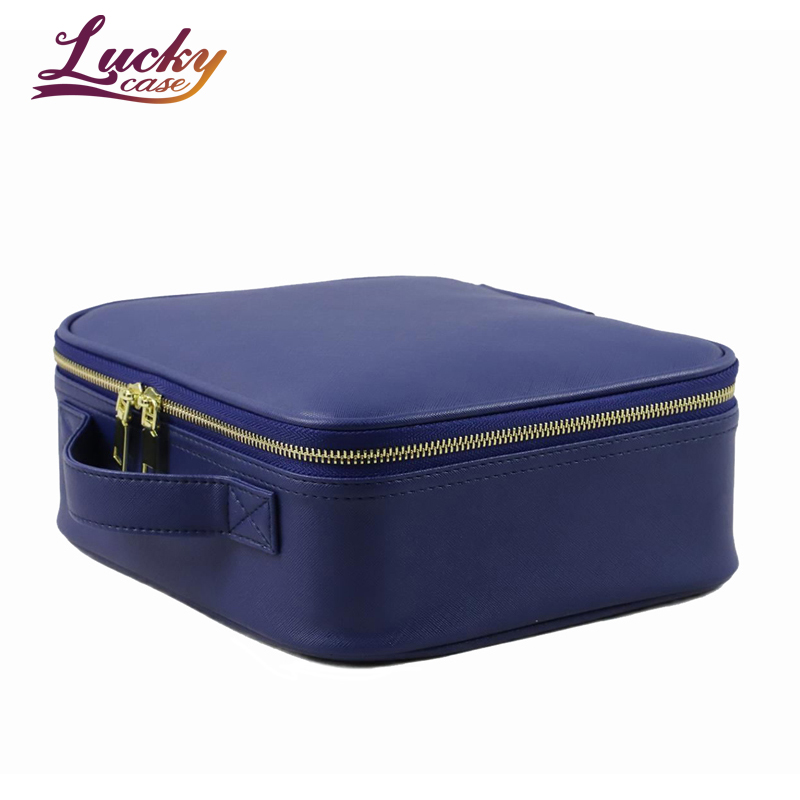 Wholesale Travel Vanity PU Leather Makeup Cosmetics Organizer Bags,Dark Blue