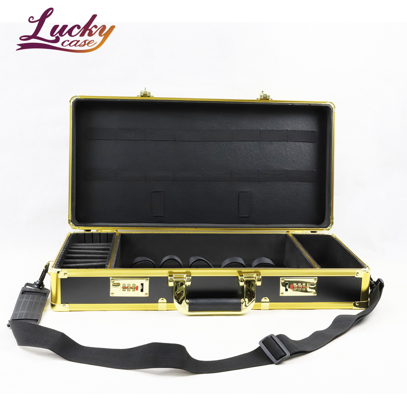 Gold Matte Barber Kit Storage Case with Code Lock and Shoulder strap