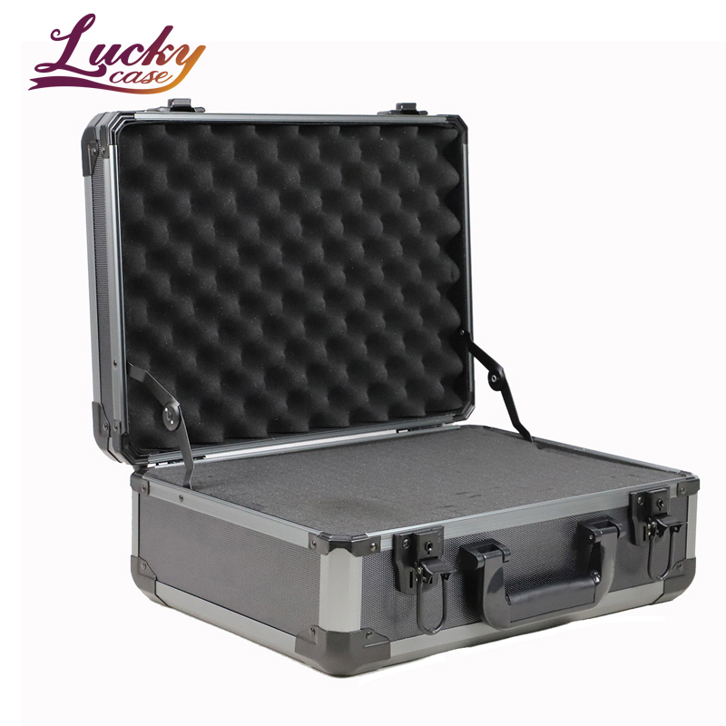 15.7 Inch with diy foam aluminum case tools storage with safety hinges support c