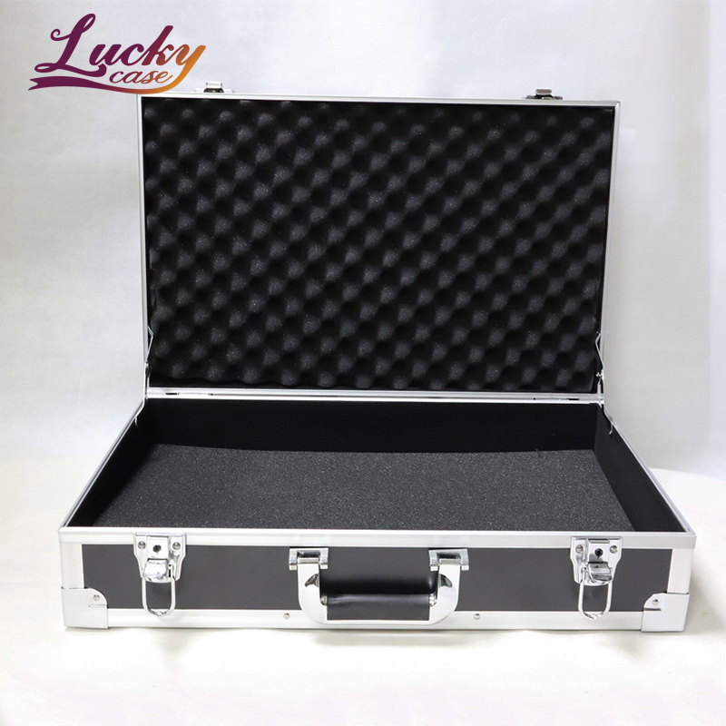 Black Large Capacity Aluminum Frame Toolbox  With Safety Hinges & Foam