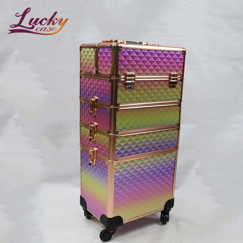 Lucky New Rainbow Color Makeup Artist Trolley Case