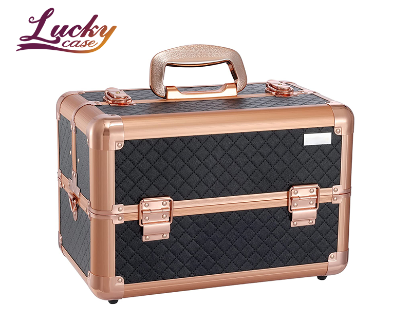 Large Makeup Cosmetic Storage Train Case with Shoulder Strap Cosmetic Tackle Cas