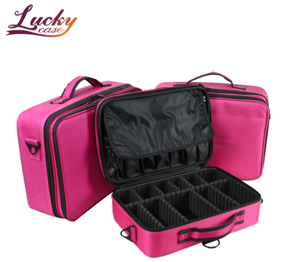 Portable Cosmetic Make Up Case Bag for Ladies Beauty Bag 3 Layers Makeup Case