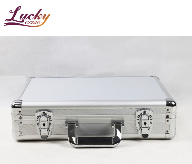 Aluminum Hard Case Briefcase Silver Toolbox Professional Carrying Aluminum Case