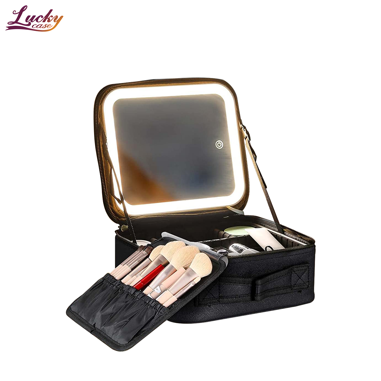 Makeup Train Case with Large Lighted Mirror 3 Color Scenarios Adjustable