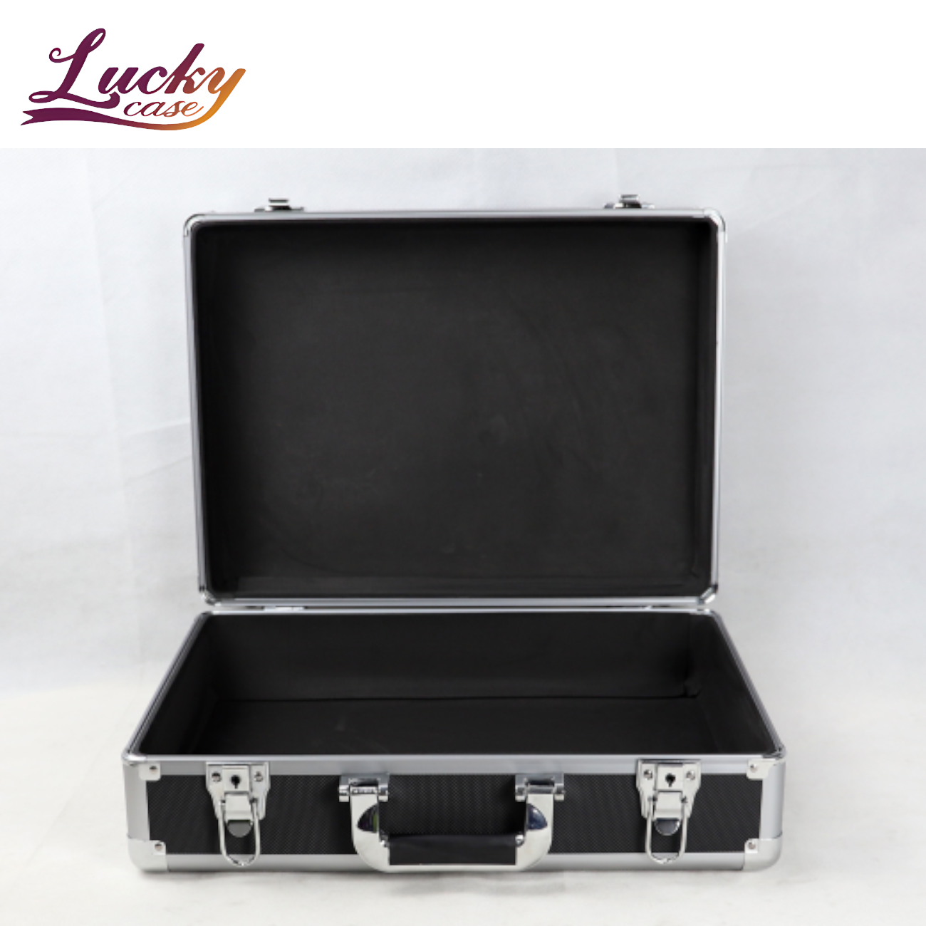 Black Aluminum Hard Case Foam Briefcase Toolbox Carrying Case Portable Tool Case