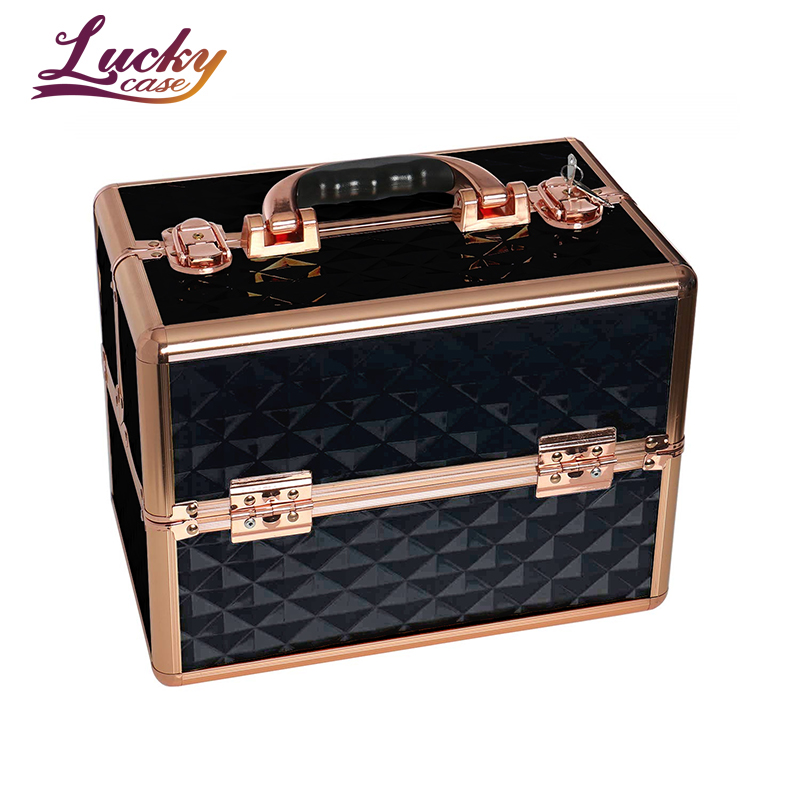 Professional Makeup Train Case Portable Cosmetic Organizer Case Lockable Jewelry