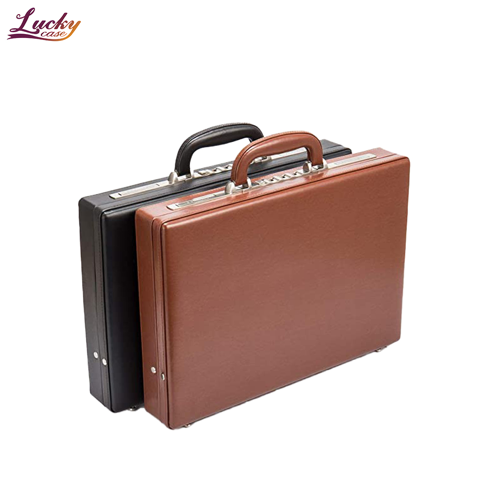 Pu Leather Briefcase for Men Attache Case with Lock